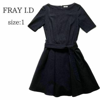 フレイアイディー(FRAY I.D)のFRAY.ID フレイアイディー　デニム　ドッキング　ワンピース　半袖(ひざ丈ワンピース)