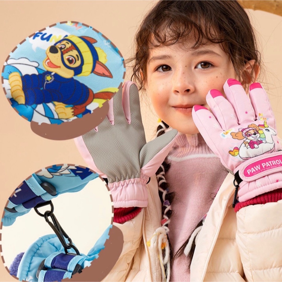 3歳から8歳　防水　パウパトロール　手袋　マーシャル　赤　防寒　スキー　グローブ キッズ/ベビー/マタニティのこども用ファッション小物(手袋)の商品写真