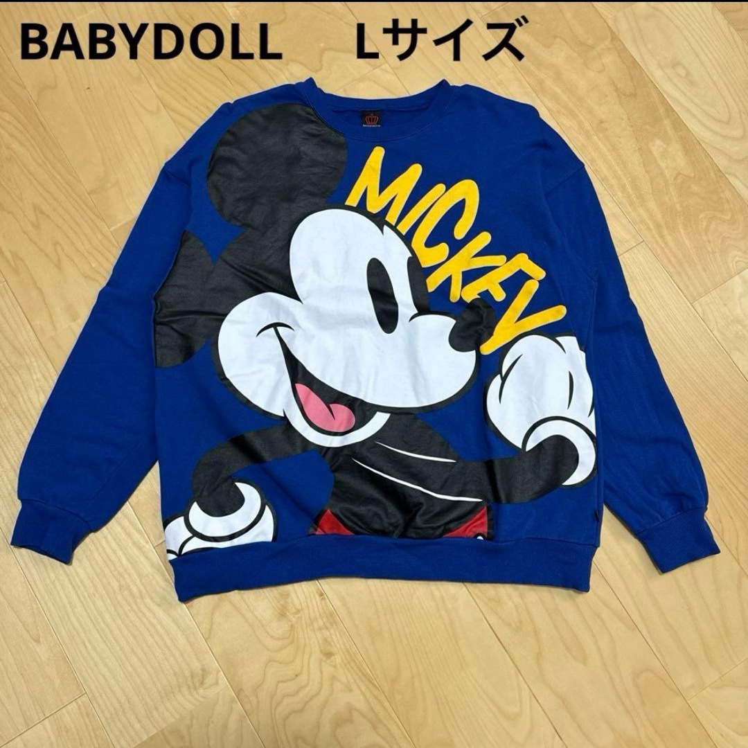 BABYDOLL(ベビードール)のBABYDOLL ビッグフェイストレーナー　ミッキー　Lサイズ メンズのトップス(Tシャツ/カットソー(七分/長袖))の商品写真