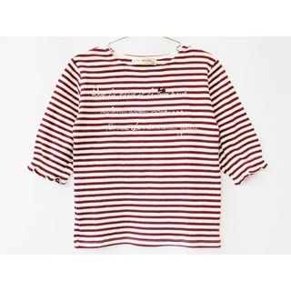 ポンポネット(pom ponette)の【春物 新入荷!】[ポンポネット/pom ponette]135cm 七分袖Tシャツ/七分袖カットソー/ロンT ワインレッド×白【中古】子供服 キッズ kids ジュニア 女の子 春夏 tops 402042(Tシャツ/カットソー)