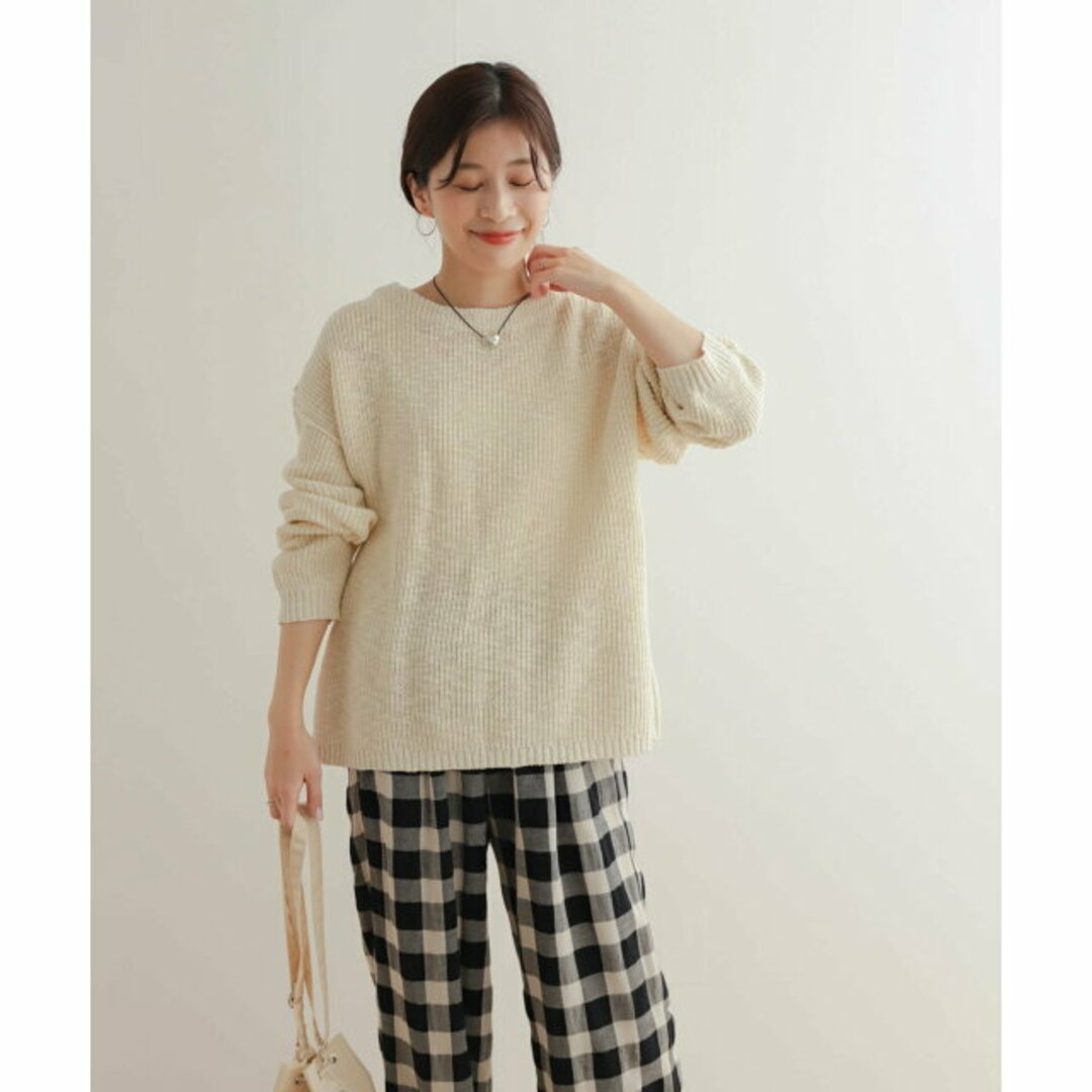 URBAN RESEARCH DOORS(アーバンリサーチドアーズ)の【LIGHTBEIGE】コットンスラブKNIT レディースのトップス(ニット/セーター)の商品写真