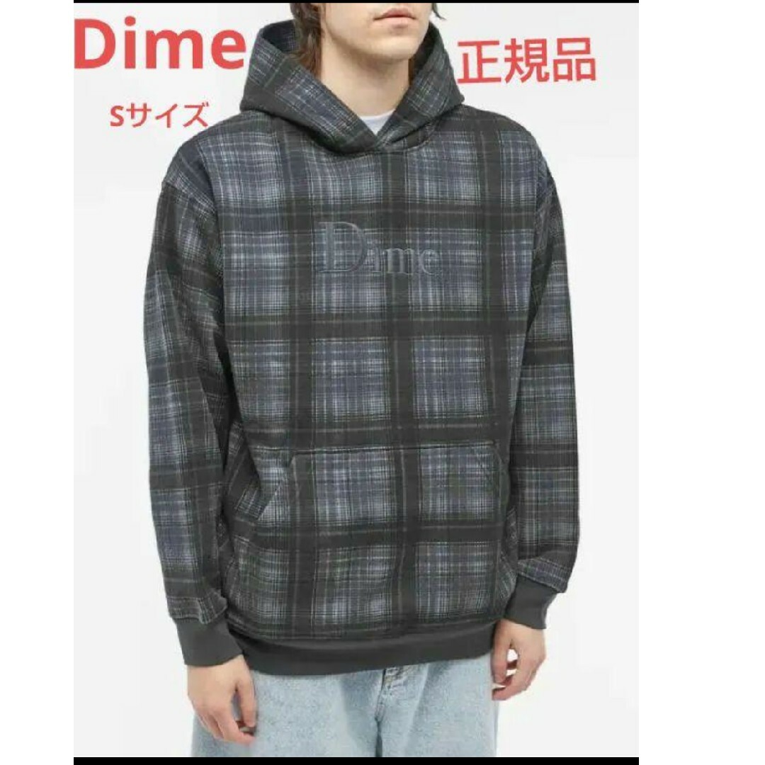 Dime ダイム　チェック　ロゴ　フーディー　パーカー　ブラックメンズ