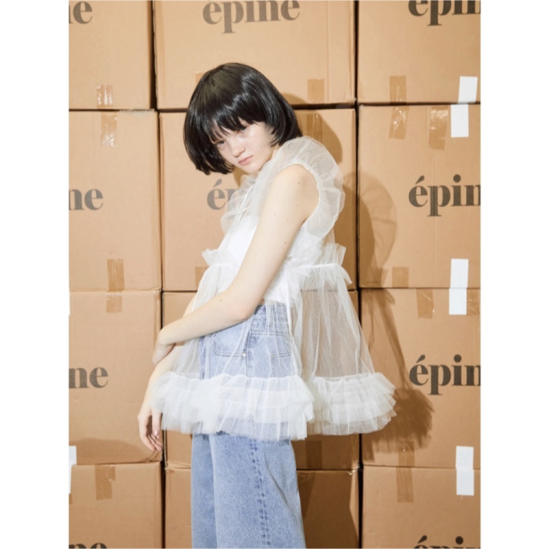 épine - 新作 完売epine オールチュールフリルブラウス ホワイトの通販