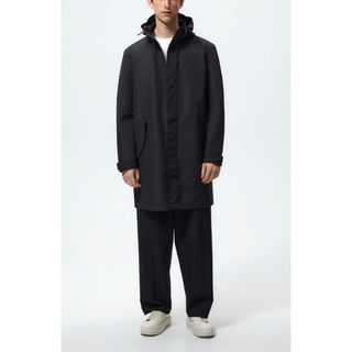 ZARA - 新品タグ付き S ZARAザラ 撥水加工 フーディジャケットコート ブラック