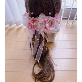 ヘッドドレス♡花束みたいな髪飾り ピンク(ヘッドドレス/ドレス)