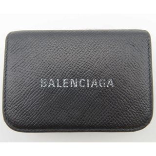 バレンシアガ(Balenciaga)のK02 BALENCIAGA バレンシアガ ロゴ レザー 3つ折り コンパクト 財布 ブラック(財布)