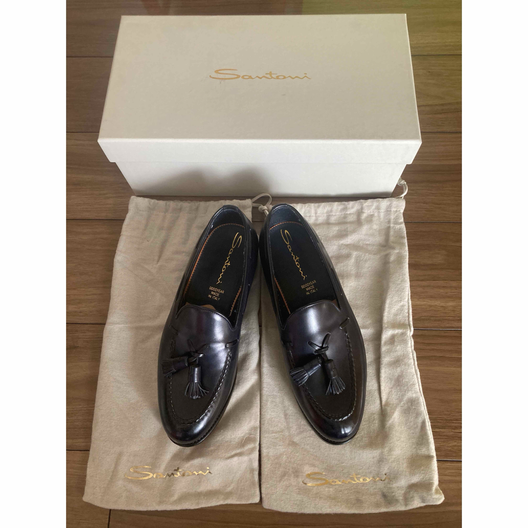 Santoni(サントーニ)の極美品 サントーニ タッセルローファー オールデン クロケット 5.5 グリーン メンズの靴/シューズ(ドレス/ビジネス)の商品写真