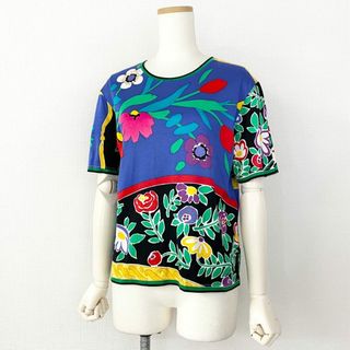 レオナール(LEONARD)の10b5-2 LEONARD レオナール 半袖Tシャツ カットソー L マルチカラー 花柄プリント コットン100％ レディース(カットソー(半袖/袖なし))