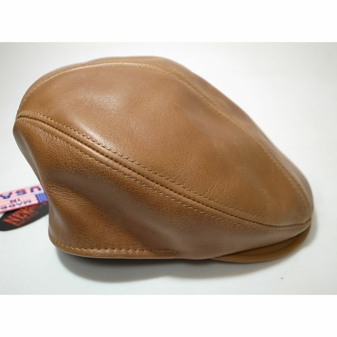 NEW YORK HAT(ニューヨークハット)のUSA製Vintage Leather 1900革製 ビンテージ加工L/XL新品 メンズの帽子(ハンチング/ベレー帽)の商品写真