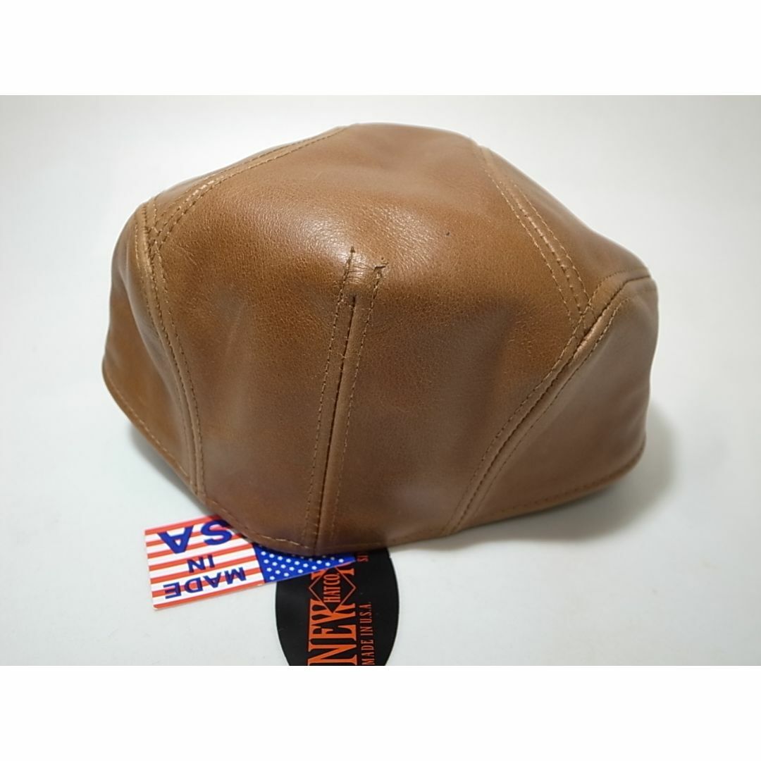 NEW YORK HAT(ニューヨークハット)のUSA製Vintage Leather 1900革製 ビンテージ加工L/XL新品 メンズの帽子(ハンチング/ベレー帽)の商品写真