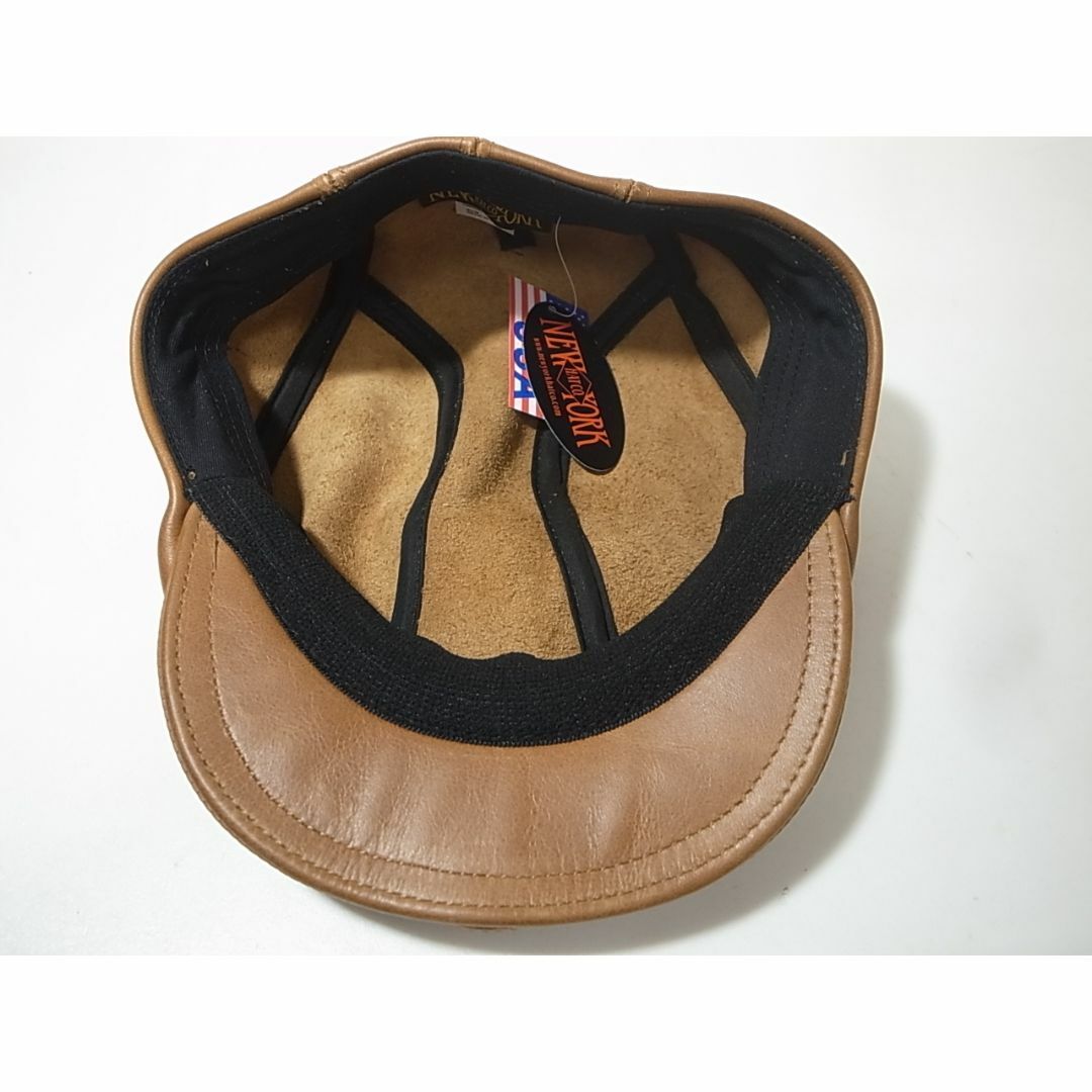 NEW YORK HAT(ニューヨークハット)のUSA製Vintage Leather 1900革製 ビンテージ加工L/XL新品 メンズの帽子(ハンチング/ベレー帽)の商品写真