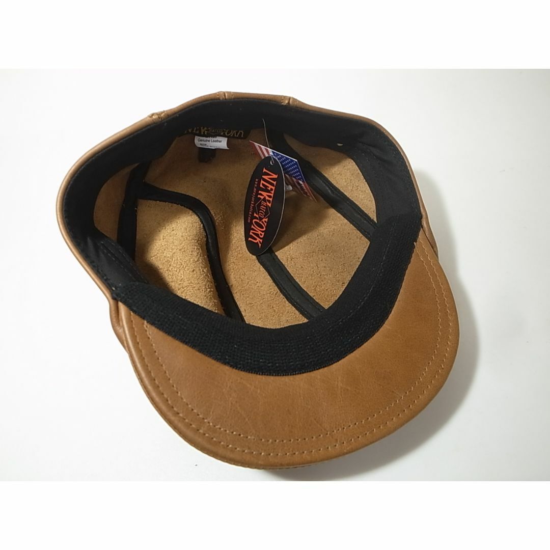 NEW YORK HAT(ニューヨークハット)のUSA製Vintage Leather 1900革製 ビンテージ加工S/M新品 メンズの帽子(ハンチング/ベレー帽)の商品写真