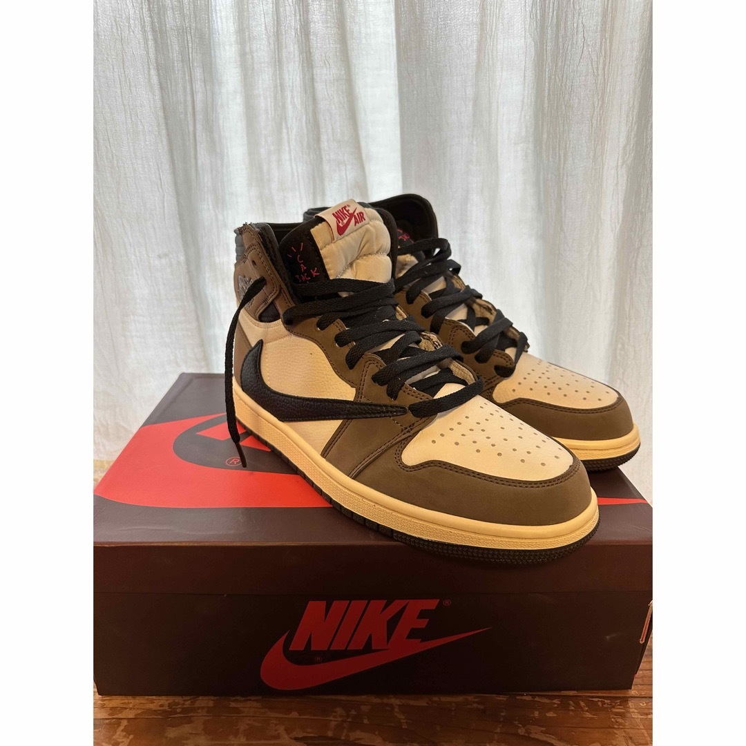 靴/シューズtravis schott air jordan 1 ダークモカ