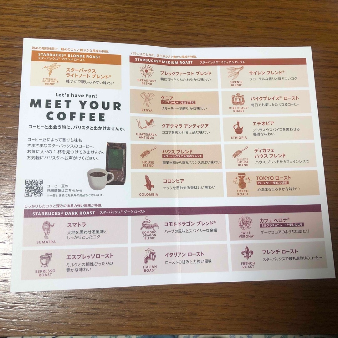 Starbucks Coffee(スターバックスコーヒー)のスターバックスコーヒー豆引き換えカード チケットの優待券/割引券(フード/ドリンク券)の商品写真