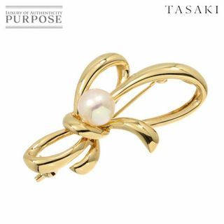 タサキ(TASAKI)のタサキ TASAKI アコヤ真珠 7.6mm ブローチ K18 YG イエローゴールド パール 田崎真珠 VLP 90213796(ブローチ/コサージュ)