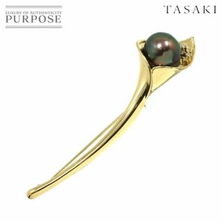 タサキ(TASAKI)のタサキ TASAKI 黒蝶真珠 12.5mm ダイヤ 0.07ct ブローチ K18 YG イエローゴールド 750 パール 田崎真珠 VLP 90213809(ブローチ/コサージュ)