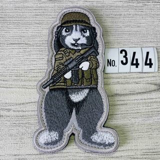 うさぎ 米兵 ウサギ グレー【344】刺繍ワッペン ベルクロ付(個人装備)