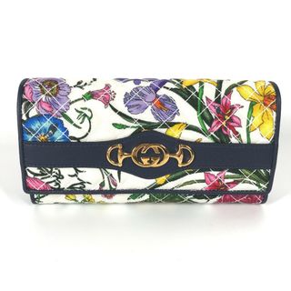 グッチ(Gucci)のグッチ GUCCI コンチネンタル ウォレット 536352 フローラ 花柄 フラワー GG 二つ折り 長財布 キャンバス マルチカラー 新品同様(財布)