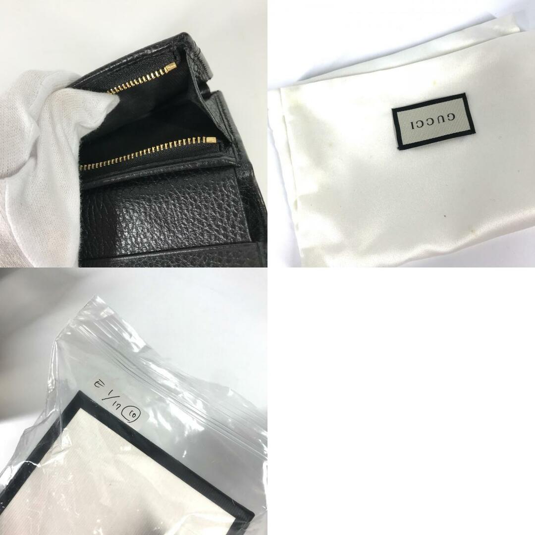 Gucci(グッチ)のグッチ GUCCI コンパクト ウォレット 456126 GGマーモント 〔GG マーモント〕 レザー カードケース（コイン＆紙幣入れ付き） 2つ折り財布 レザー ブラック 美品 レディースのファッション小物(財布)の商品写真