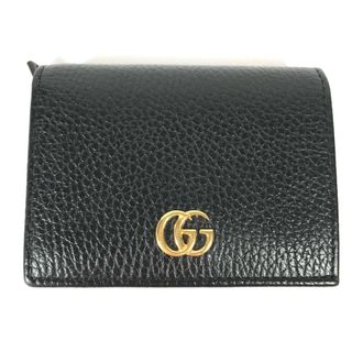 グッチ(Gucci)のグッチ GUCCI コンパクト ウォレット 456126 GGマーモント 〔GG マーモント〕 レザー カードケース（コイン＆紙幣入れ付き） 2つ折り財布 レザー ブラック 美品(財布)