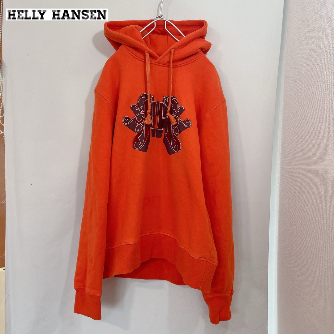 HELLY HANSEN(ヘリーハンセン)の 【美品♡】HELLY HANSEN BIGロゴ　パーカー　フーディー　オレンジ メンズのトップス(パーカー)の商品写真