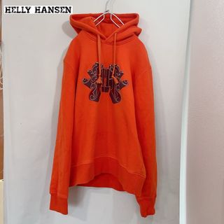 ヘリーハンセン(HELLY HANSEN)の 【美品♡】HELLY HANSEN BIGロゴ　パーカー　フーディー　オレンジ(パーカー)