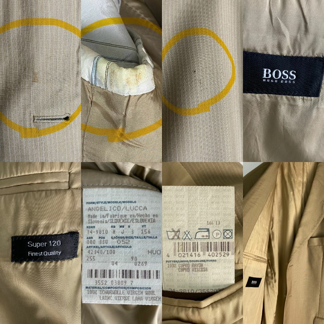 BOSS(ボス)の【ジャケット　ストライプ　シンプル　ベージュ　古着】 メンズのジャケット/アウター(テーラードジャケット)の商品写真