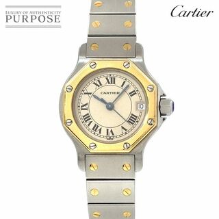 カルティエ(Cartier)のカルティエ Cartier サントスオクタゴンSM コンビ ヴィンテージ レディース 腕時計 デイト K18YG クォーツ Santos octagon VLP 90219435(腕時計)