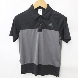 アディダス(adidas)のアディダス ゴルフ シャツ 半袖 カラーブロック 配色 プリント 黒 グレー S(ウエア)