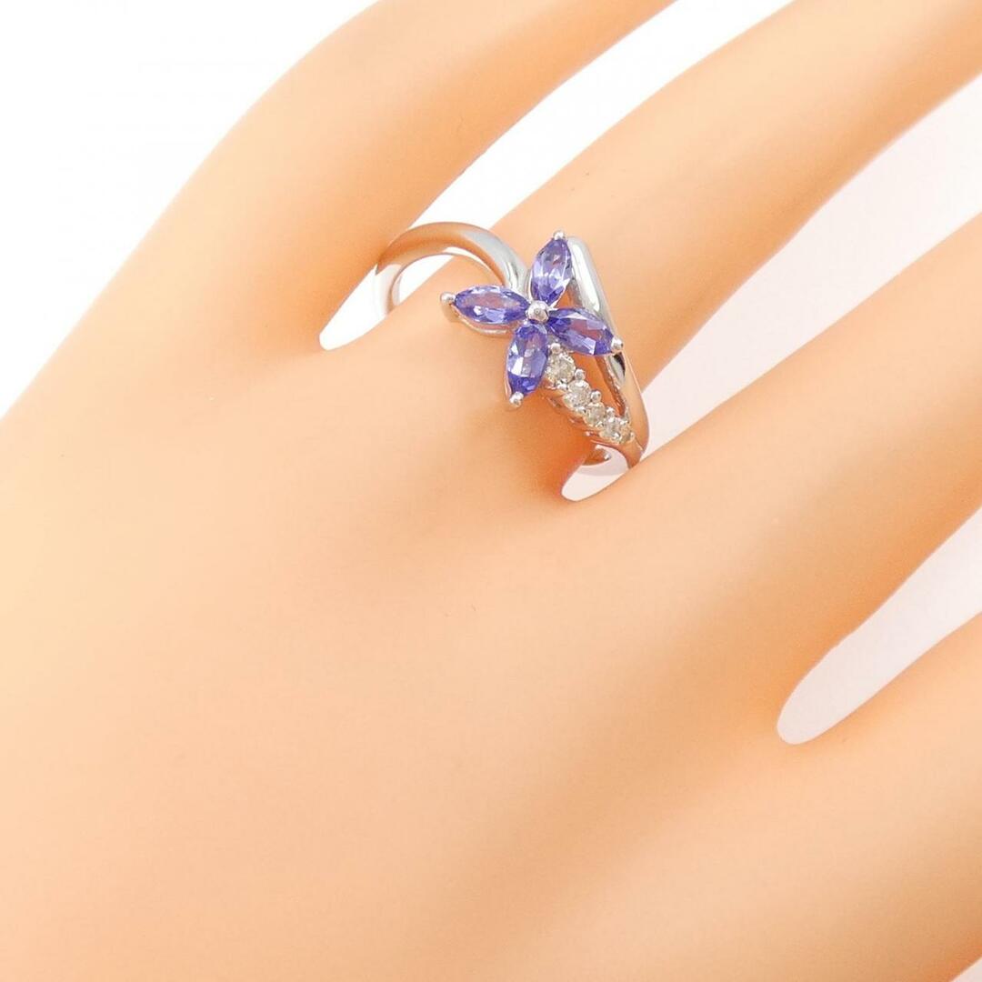 K18WG フラワー タンザナイト リング 0.60CT レディースのアクセサリー(リング(指輪))の商品写真