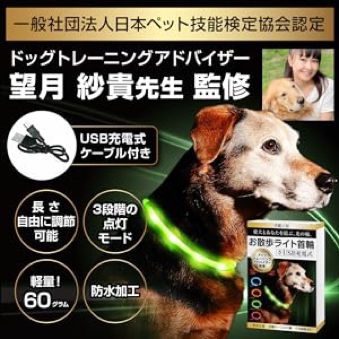 【ドッグトレーニングアドバイザー監修】 光る首輪 犬 散歩 ライト その他のペット用品(犬)の商品写真