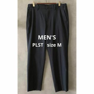 プラステ(PLST)のPLST メンズ ダークネイビー リネンブレンドパンツ 春秋 麻混(スラックス)