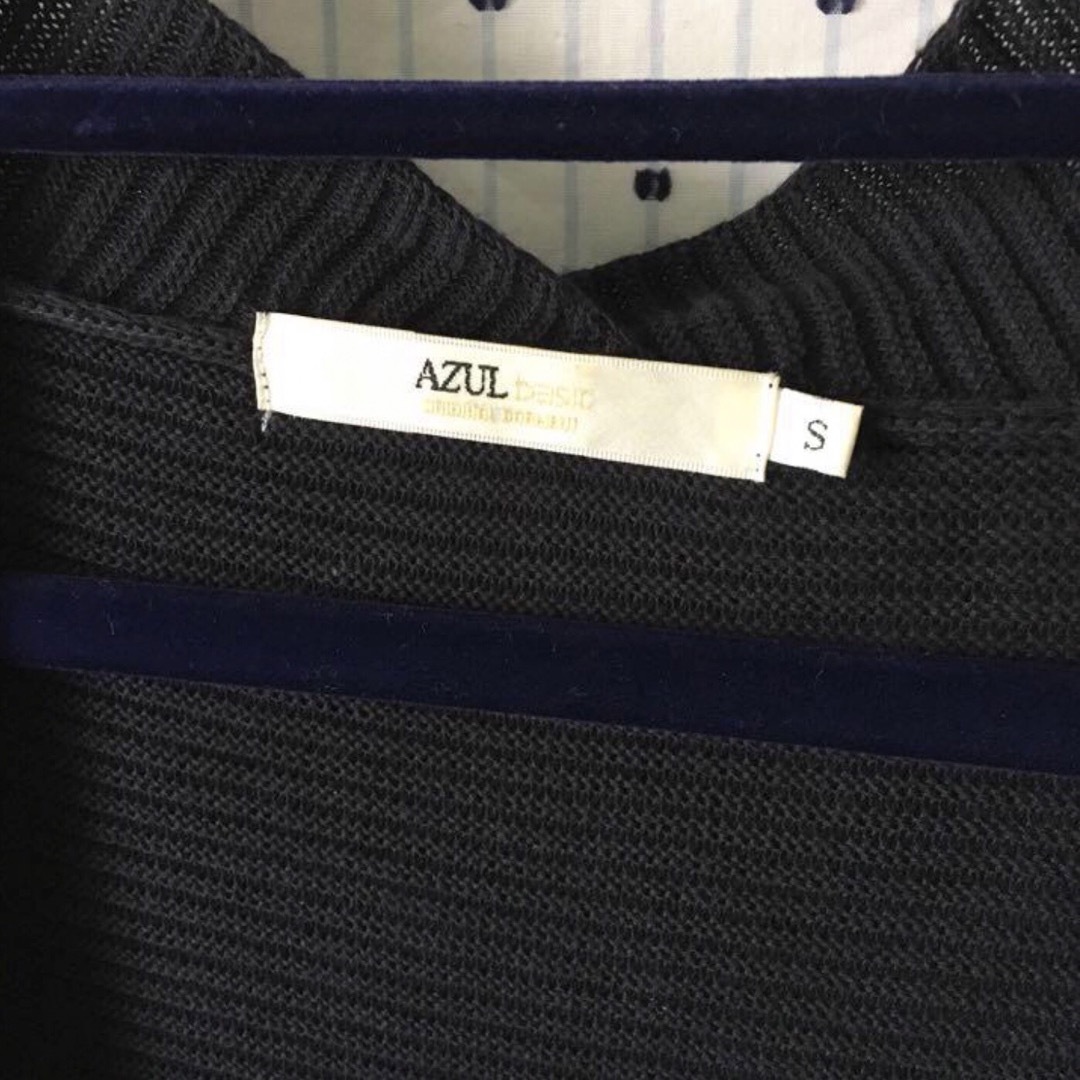 AZUL by moussy(アズールバイマウジー)のAZUL アズール　コットンlongカーディガンnavy S レディースのトップス(カーディガン)の商品写真