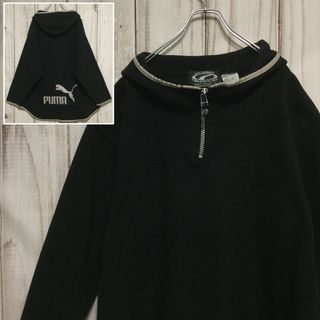 プーマ(PUMA)の【プーマ 背面ビッグロゴ フリースパーカー】80年代 2XL 黒 古着(その他)