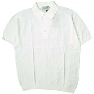 JOHN SMEDLEY - JOHN SMEDLEY ジョンスメドレー イギリス製 S3798 30ゲージ シーアイランドコットン ニットポロシャツ M WHITE 半袖 ハイゲージ トップス【新古品】【中古】【JOHN SMEDLEY】