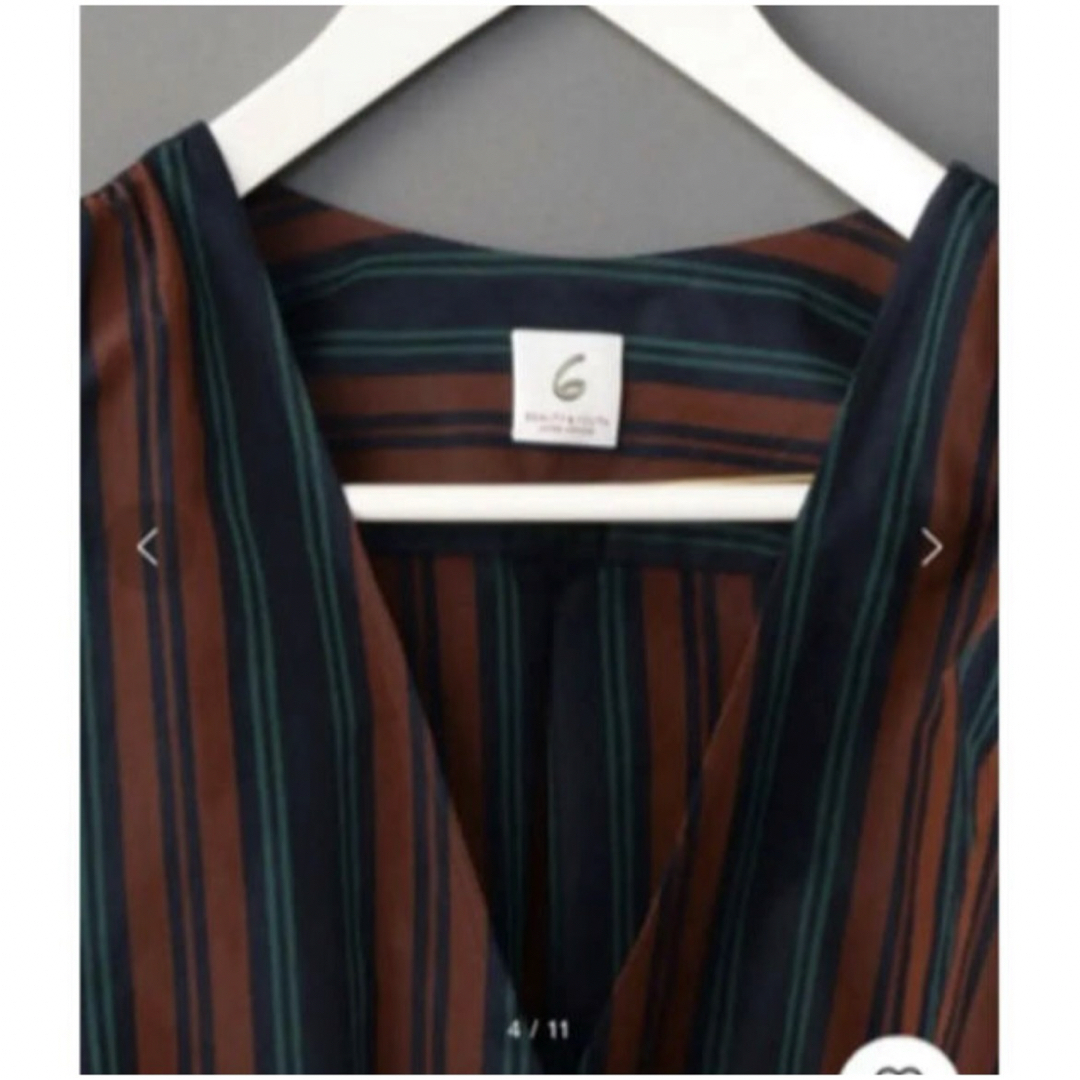 BEAUTY&YOUTH UNITED ARROWS(ビューティアンドユースユナイテッドアローズ)の6(ROKU) STRIPE CACHE COEUR SHIRTS/シャツ  レディースのトップス(シャツ/ブラウス(長袖/七分))の商品写真