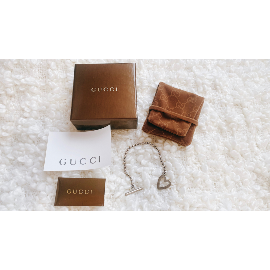 Gucci(グッチ)のGucci シルバーボールチェーン　ハートブレスレット♡ レディースのアクセサリー(ブレスレット/バングル)の商品写真