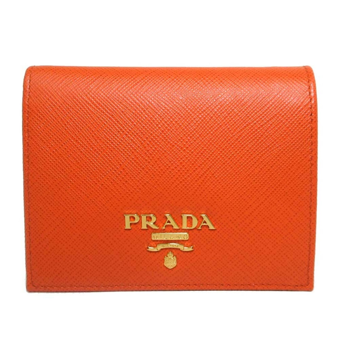 PRADA 二つ折財布 1MV204-QWA-F0049 オレンジ系オレンジ系金具