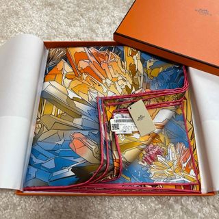 エルメス(Hermes)のカレ90 ラヴァレドゥクリスタル　オレンジ　エルメス　HERMES 新品(バンダナ/スカーフ)