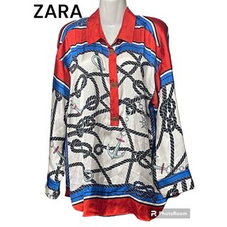 ザラ(ZARA)の【ZARA】ザラ 未使用 スカーフ柄ブラウス(シャツ/ブラウス(長袖/七分))