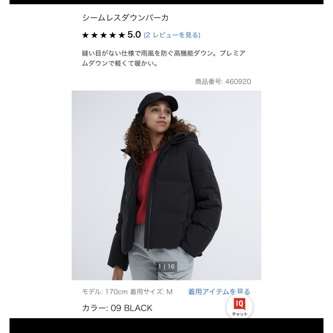 UNIQLO ユニクロ シームレスダウンパーカージャケット メンズ黒