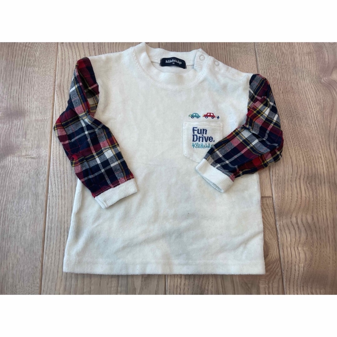 kladskap(クレードスコープ)のkladskap チェック袖　カットソー　90センチ キッズ/ベビー/マタニティのキッズ服男の子用(90cm~)(Tシャツ/カットソー)の商品写真