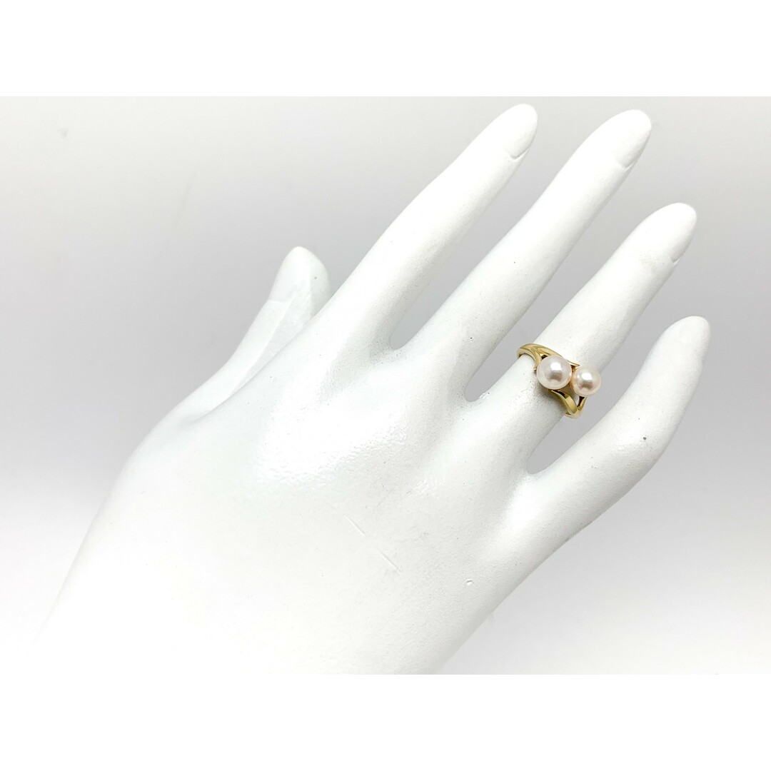 MIKIMOTO(ミキモト)のMIKIMOTO ミキモト K18YG 18金イエローゴールド アコヤパール2P 真珠 リング 指輪 ブランドジュエリー アクセサリー レディースのアクセサリー(リング(指輪))の商品写真