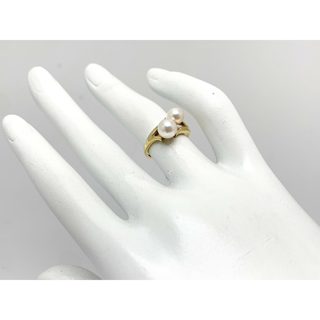 MIKIMOTO(ミキモト)のMIKIMOTO ミキモト K18YG 18金イエローゴールド アコヤパール2P 真珠 リング 指輪 ブランドジュエリー アクセサリー レディースのアクセサリー(リング(指輪))の商品写真