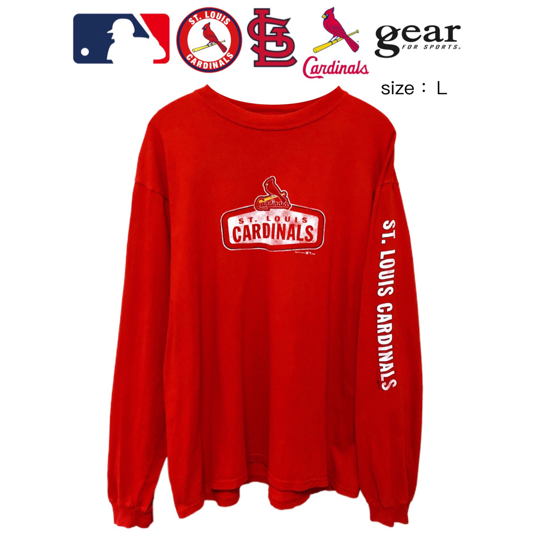 MLB　セントルイス・カージナルス　長袖Ｔシャツ　L　赤　US古着 メンズのトップス(Tシャツ/カットソー(七分/長袖))の商品写真