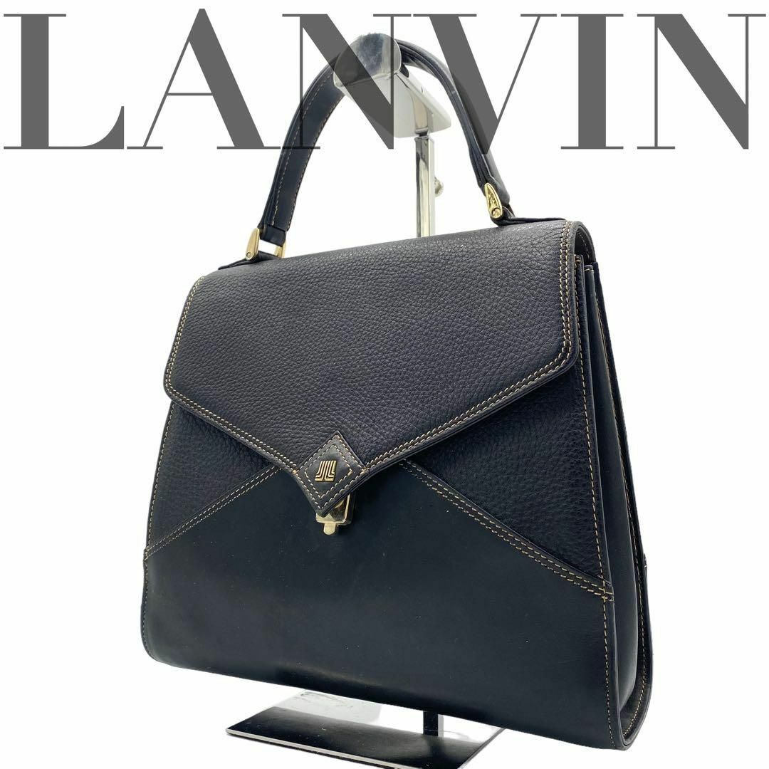 LANVIN ランヴィン ハンドバッグ シボ革 レザー ブラック ビジネス | フリマアプリ ラクマ