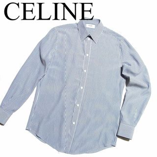 セリーヌ(celine)のセリーヌ エディスリマン シルク ストライプ シャツ 37 ブルー×ホワイト(シャツ)