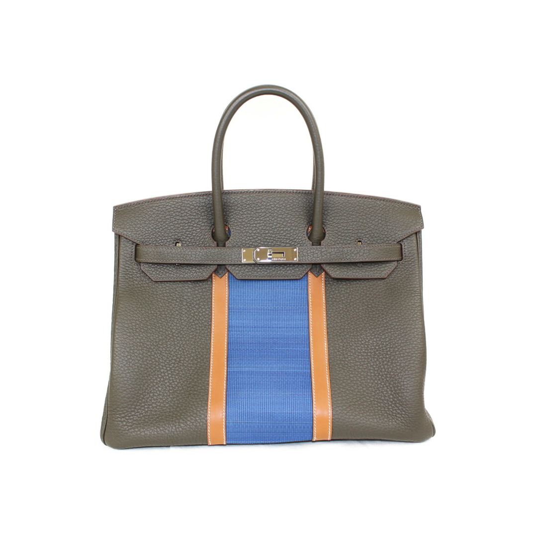 Hermes(エルメス)の【特上品】【限定品】HERMES エルメス バーキン35　バーキンクラブ 35 □Q刻印 2013年製 ヴェールブロンズ ブルータラサ フォーブ フィヨルド バレニア オットマン レディース ウィメンズ ユニセックス メンズ ハンドバッグ 超レア 珍しい セレブ ブランド  【中古】 レディースのバッグ(ハンドバッグ)の商品写真