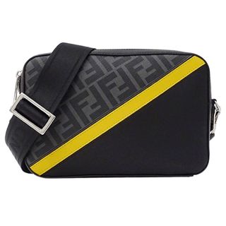 フェンディ(FENDI)のフェンディ FENDI バッグ メンズ ブランド ショルダーバッグ ズッカ ダイアゴナル カメラケース レザー グレー イエロー ブラック 7M0286 コンパクト ミニバッグ 斜め掛け クロスボディ おしゃれ 【中古】(ショルダーバッグ)