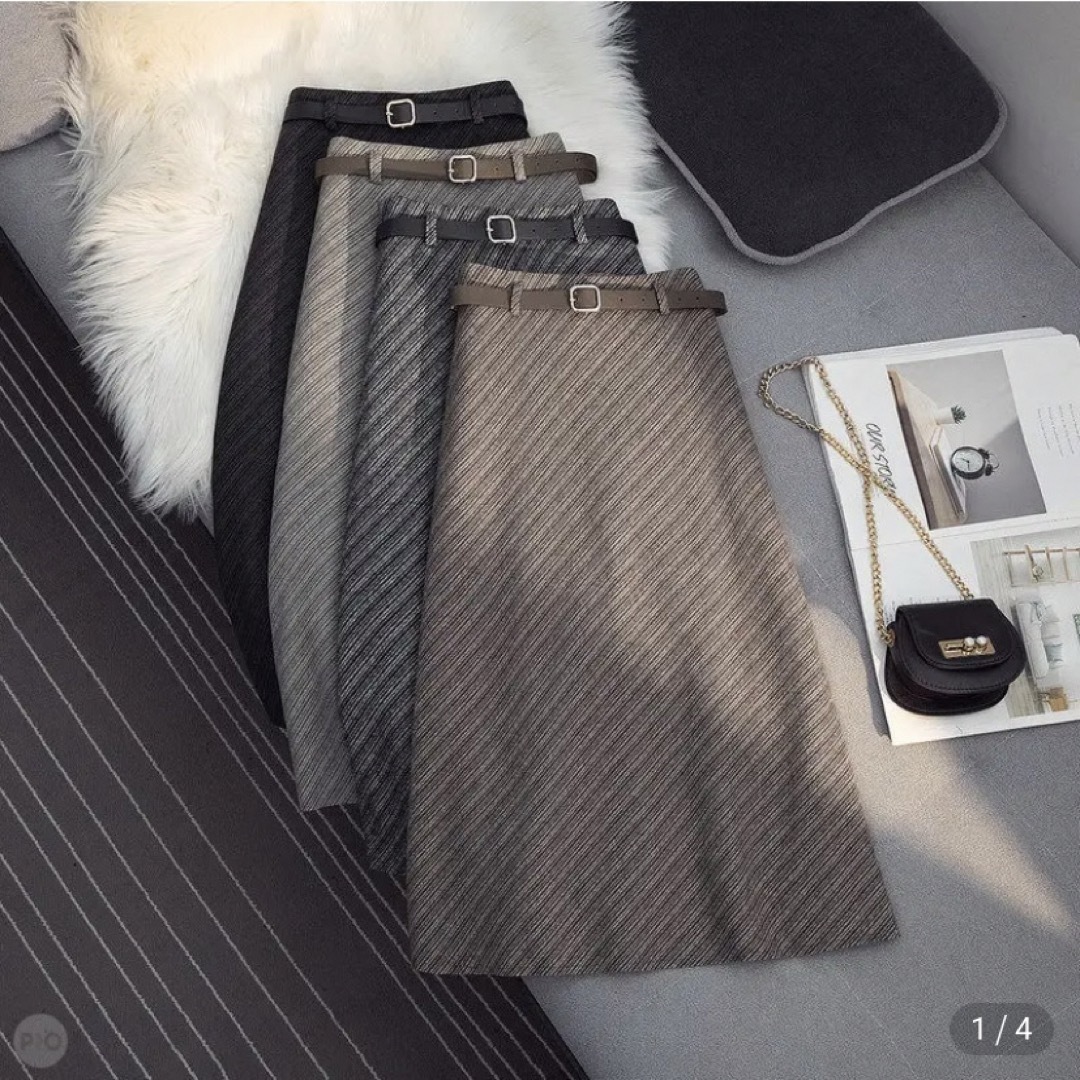 スカート♡Aライン シンプル グレー レディースのスカート(ロングスカート)の商品写真